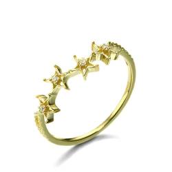 Stfery Goldring 18 Karat Damen Ringe für Frauen Rund Diamant Ring Damen Verlobungsring von Stfery