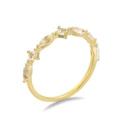 Stfery Goldring 18 Karat Ring für Damen Marquise Kristall Ehering für Frauen von Stfery