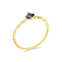 Stfery Goldring 18 Karat Ringe für Frauen Prinzess Saphir Ring Damen Verlobungsring von Stfery