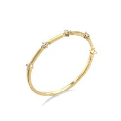 Stfery Goldring 750 Echtgold Ring für Frauen Rund Zirkonia Ehering für Frauen von Stfery