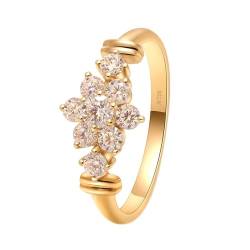 Stfery Goldring Damen 750 Echtgold Ring für Damen Rund Geschaffener Diamant Ehering für Frauen von Stfery