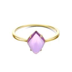 Stfery Goldring Damen 750 Echtgold Ring für Frauen Besonderer Amethyst Ringe Damen Nickelfrei von Stfery