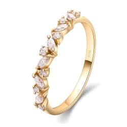 Stfery Goldring Damen 750 Echtgold Ring für Frauen Rund Moissanit Ehering Damen Einzeln von Stfery