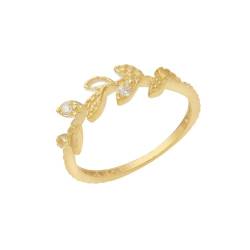 Stfery Goldring Damen 750 Echtgold Ringe für Frauen Rund Zirkonia Ehering für Frauen von Stfery