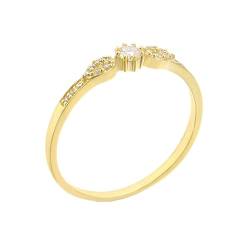 Stfery Goldring Echtgold Ringe für Damen Rund Moissanit Ring Frauen Verlobung von Stfery