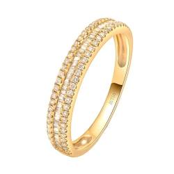 Stfery Goldring Echtgold Ringe für Frauen 0.25ct Prinzess Diamant Bandring Damen von Stfery