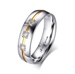 Stfery Herrenring Edelstahl Schrift His Queen Damen Ringe Herren Silber Eheringe zum Valentinstag, 62 (19.7) von Stfery