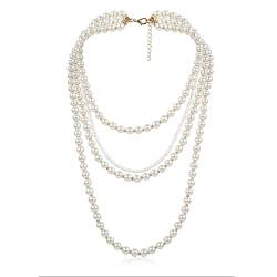 Stfery Layering Kette Happy, Halskette Damen Perlen Gold Modeschmuck für Frauen Ich Liebe Dich Geschenke für Frauen von Stfery