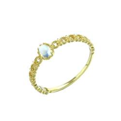 Stfery Ring Gold 18 Karat Ring für Frauen Oval Mondstein Ring Damen Verlobungsring von Stfery