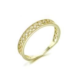 Stfery Ring Gold 750 18 Karat Ring für Frauen Rund Topas Ring Damen Verlobungsring von Stfery