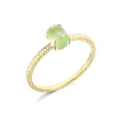 Stfery Ring Gold 750 Ring für Frauen Oval Prehnit Hochzeitsring Damen von Stfery
