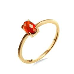 Stfery Ring Rosegold 750 Ringe für Frauen Oval Rot Granat Ring Damen Verlobungsring von Stfery
