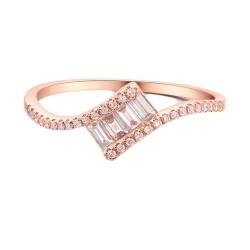 Stfery Ring Rosegold 750 Ringe für Frauen Rechteckig Geschaffener Diamant Ringe Damen Nickelfrei von Stfery