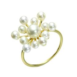 Stfery Ring Rotgold 585 Damen Ring für Frauen Rund Perle Ehering Damen von Stfery