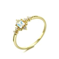 Stfery Ring Rotgold 585 Ringe für Frauen Rechteckig Mondstein Ring für Damen von Stfery