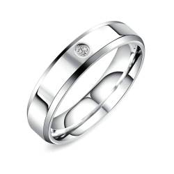 Stfery Ring Titan Carbon, 5mm Silber Ring Poliert Solitaire Zirkon Breite 5mm Verlobungsring Herren von Stfery