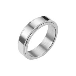 Stfery Ring Titan Carbon, 6mm Ring Silber Spinner Ring Einfach Poliert Breite 6mm Hochzeitsring Herren von Stfery