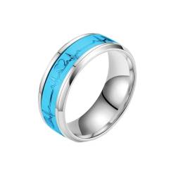 Stfery Ring Titan Carbon, 8mm Silber Ring Noctiluzentes Elektrokardiogramm Breite 8mm Hochzeitsringe Herren von Stfery