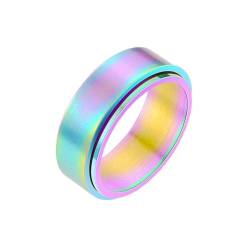 Stfery Ring Titan Mann, 8mm Ringe Mehrfarbig Spinner Ring Simple Brushed Breit 8mm Verlobungsring Herren von Stfery