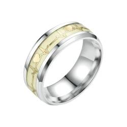 Stfery Ring Titan Mann, 8mm Silber Ring Noctiluzentes Elektrokardiogramm Breite 8mm Hochzeitsringe Herren von Stfery