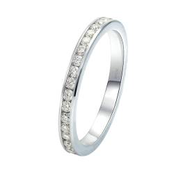 Stfery Ring Weißgold 585 Damen Ringe für Damen 0.015ct Rund Erstellt Diamant Ehering für Frauen von Stfery