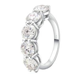 Stfery Ring Weißgold 750 Ring für Damen 0.4ct Rund Moissanit Ehering für Frauen von Stfery