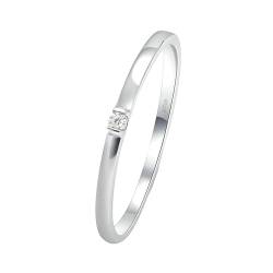 Stfery Ring Weißgold 750 Ring für Frauen 0.015ct Rund Erstellt Diamant Ehering Damen Einzeln von Stfery