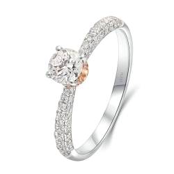 Stfery Ring Weissgold 750 Ringe für Damen 0.4ct Rund Natürlicher Diamant Ehering für Frauen von Stfery