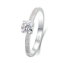 Stfery Ring Weissgold 750 Ringe für Frauen 0.3ct Rund Geschaffener Diamant Ehering für Frauen von Stfery