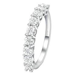 Stfery Ring Weißgold Damen 750 Ringe für Frauen 0.1ct Rund Diamant Verlobungsring Damen von Stfery