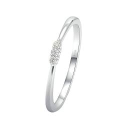 Stfery Ring Weissgold Damen Ring für Frauen 0.045ct Rund Moissanit Ring für Damen von Stfery