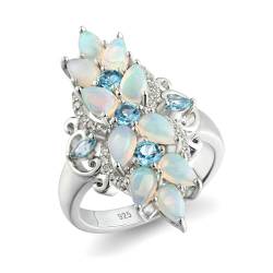 Stfery Ringe Silber 925 Frauen Ring für Damen Tropfen Opal Ehering Damen Einzeln von Stfery