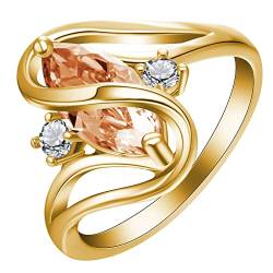Stfery Ringe Vergoldet Damen, Engagement Ring for Women S 57 Zirkonia Modeschmuck Cocktail Party Elegant Jahrestag Geschenk von Stfery