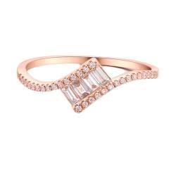 Stfery Rosegold Ring Damen Echt Ring für Frauen Rechteckig Geschaffener Diamant Verlobungsringe Damen von Stfery