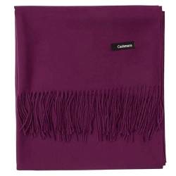 Stfery Schal Frauen Weich, Cashmere Schal Damen Scarf Violett Einfarbige Quaste Halstuch 200x70CM Winter Warm von Stfery