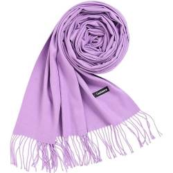 Stfery Schaltuch Damen Winter, Pashmina Schal Damen Winter Scarf Helles Lila Einfarbige Quaste Halstuch 200x70CM Weich Warm von Stfery