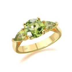 Stfery Silber Ring 925 Breit Ringe für Frauen Rund Peridot Ehering Damen von Stfery