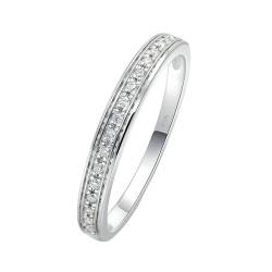 Stfery Verlobungsring Damen Weißgold 585 Ring für Frauen 0.055ct Rund Diamant Ringe Damen Nickelfrei von Stfery
