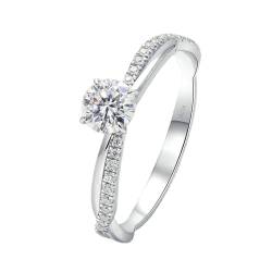 Stfery Verlobungsring Damen Weißgold 585 Ring für Frauen 0.5ct Rund Diamant Bandring Damen von Stfery