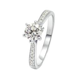 Stfery Verlobungsring Damen Weißgold 585 Ring für Frauen 0.5ct Rund Erstellt Diamant Verlobungsringe Damen von Stfery