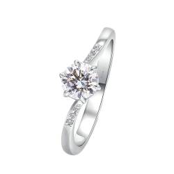 Stfery Weißgold 750 Ring Verlobungsring Ringe für Frauen 0.1ct Rund Geschaffener Diamant Ehering Damen Einzeln von Stfery
