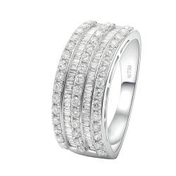 Stfery Weißgold 750 Ring Verlobungsring Ringe für Frauen 1ct Rund Diamant Bandring Damen von Stfery