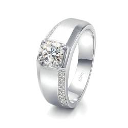 Stfery Weißgold Ring 585 Ehering Ring für Damen 1ct Rund Moissanit Ring für Männer von Stfery
