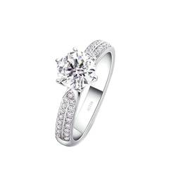 Stfery Weißgold Ring 585 Ehering Ringe für Damen 0.5ct Rund Geschaffener Diamant Bandring Damen von Stfery