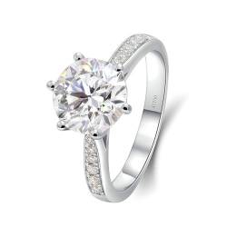 Stfery Weißgold Ring 585 Ehering Ringe für Damen 2ct Rund Moissanit Bandring Damen von Stfery