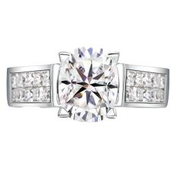 Stfery Weißgold Ring 585 Ehering Ringe für Damen 4ct Oval Moissanit Ringe für Damen Klassisch von Stfery
