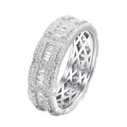 Stfery Weißgold Ring 585 Ehering Ringe für Frauen 3.2ct Prinzess Moissanit Ringe Damen Modeschmuck von Stfery