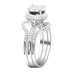 Stfery Weißgold Ring 750 Ring für Damen Rund Moissanit Ehering Damen Einzeln von Stfery