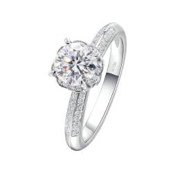 Stfery Weissgold Ring 750 Ring für Frauen 0.5ct Rund Geschaffener Diamant Ehering Damen Einzeln von Stfery