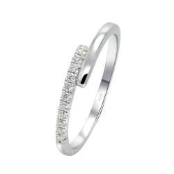 Stfery Weißgold Ring Damen 750 Ringe für Frauen 0.088ct Rund Diamant Ringe Damen Nickelfrei von Stfery